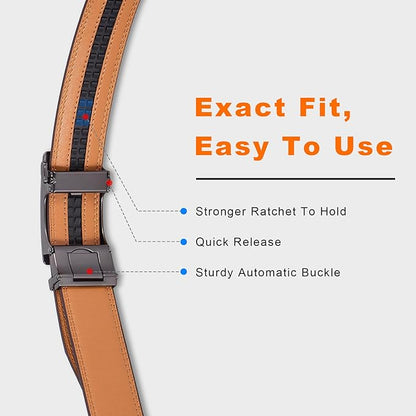 VATAN Men's Belt Leather Ratchet Belt for Men Dress Casual Every Day with Adjustable Buckle, Trim to Fit