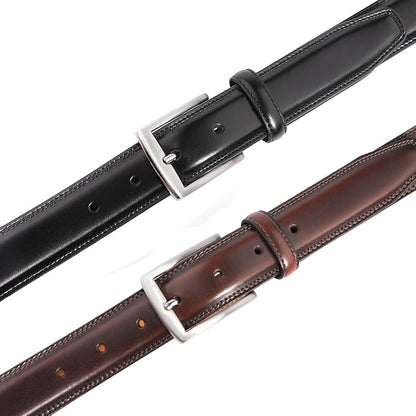 Mens Genuine Leather Dress Belt for Men, Handmade, 100% Cow Leather,Classic Casual and Business Belt Prong Buckle
