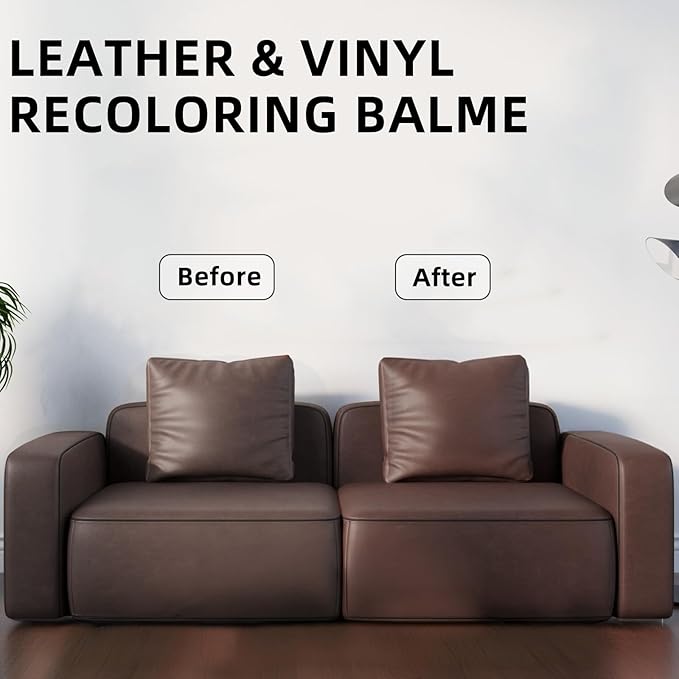 Malydyox Leather Recoloring Balm, 10 oz Leather Color Restorer Conditioner, Leather Color Repair Patch, Leather Restorer for Couches, Leather Color Repair Kits for Furniture, Sofa (Dark Brown)