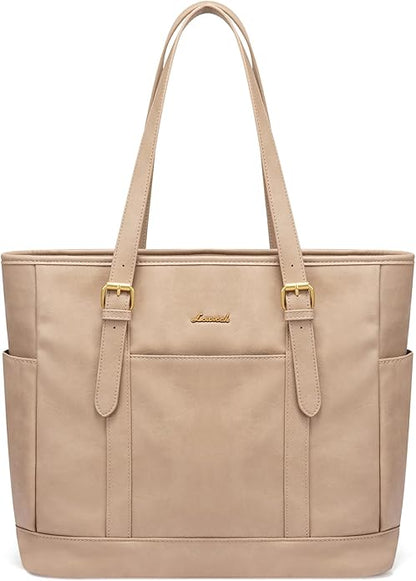 LOVEVOOK Laptop Tote Bag for Women,Vintage Leather Work Tote Bag for Women Computer Briefcase Bag,Waterproof Teacher Business