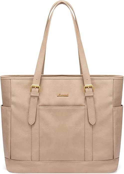LOVEVOOK Laptop Tote Bag for Women,Vintage Leather Work Tote Bag for Women Computer Briefcase Bag,Waterproof Teacher Business