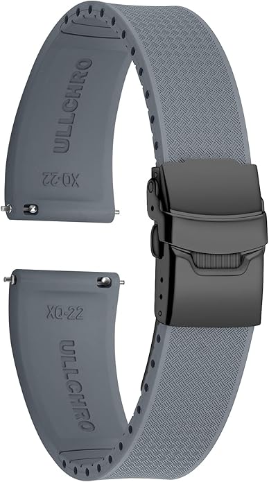 ULLCHRO Silicone Watch Band Quick Release Strap FKM Waterproof Watch Bands for Men 20mm 22mm Replacement Strap Sport Rubber Watchband