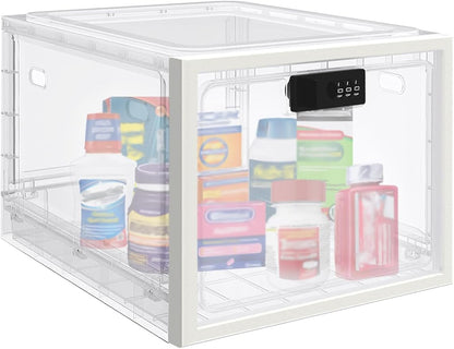 Large Medicine Lock Box for Safe Medication, Lockable Storage Box for Fridge/Snacks Food, Phone Lock Boxes with Combination Code for Home/Dorms/Office Storage Lockers
