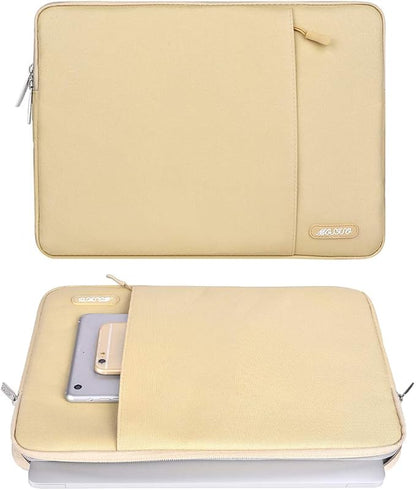 MOSISO Laptop Case 13.3 inch, 13-13.3 inch Laptop Sleeve Compatible with MacBook Air/Pro 13/Pro 14 M5 M4 M3 M2 M1, HP Dell ASUS Lenovo,Polyester Vertical Computer Sleeve Bag with Pocket, Camel