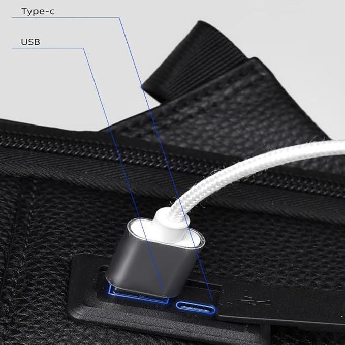 CHAO RAN Leather Laptop Backpack for Men Fit 15.6 Inch Laptop, Business Work Office College Medium Backpack with USB Charging Port, Waterproof Black Travel Bag (Black01)
