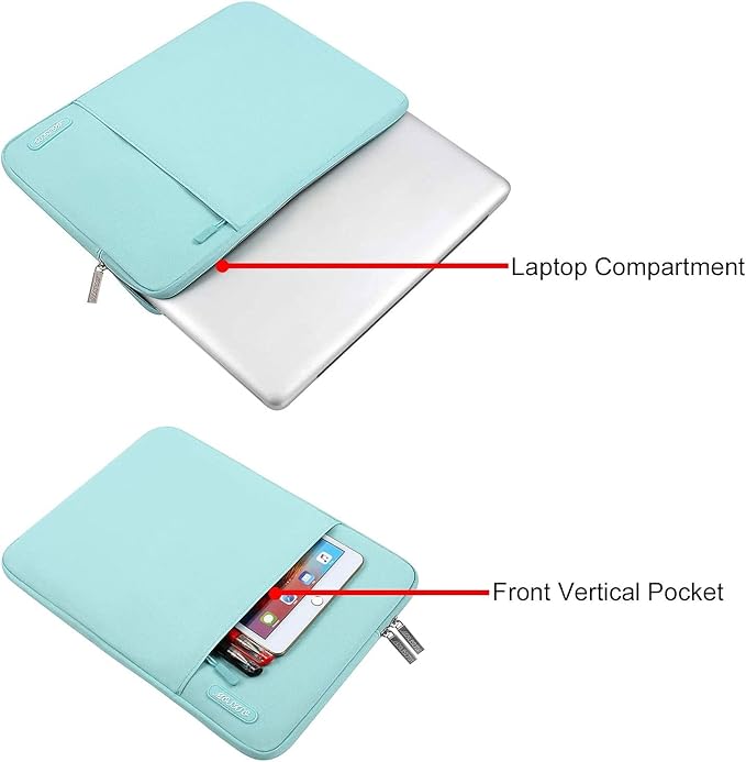 MOSISO Laptop Case 13 inch, Laptop Sleeve Compatible with MacBook Neo/Air/Pro 13 inch with A18/M5/M4/M3/M2/M1 Chip 2026-2016, Polyester Vertical Computer Sleeve Bag with Pocket, Mint Blue