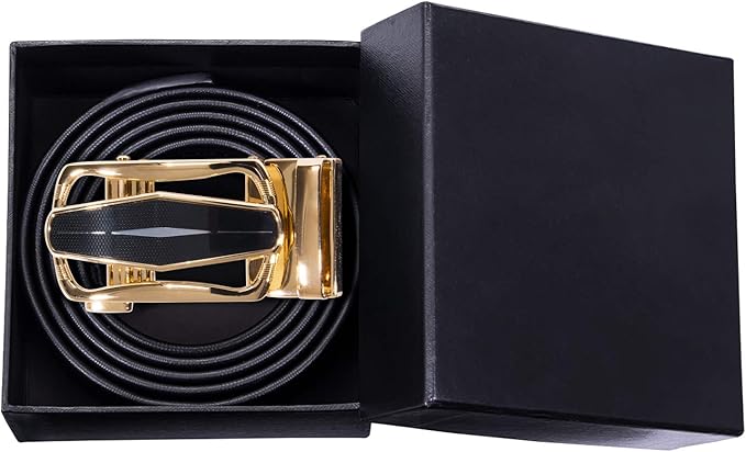 Barry.Wang Mens Belts Leather Ratchet Automatic Buckle Slide Click 1 3/8" Designer Dress Fashion Classic Casual Work Business