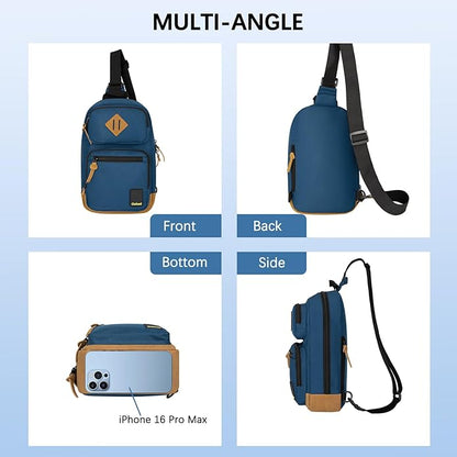 Goloni Sling Bag for Men Women, Crossbody Shoulder Bag with Multiple Pockets, Lightweight Casual Daypack for Travel