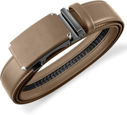 DOOPAI Belt Men, Ratchet Dress Adjustable 1 3/8" Sliding Leather Designer, Size Length Can be Cut, with Gift Box