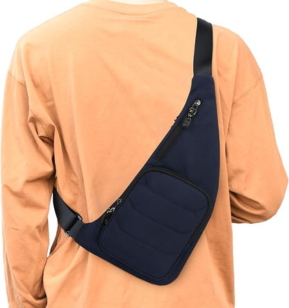 Peicees Water-resist Sling Bag Crossbody Bag for Men Slim Chest Backpack Man Purse Small Shoulder Bag for Travel Hiking