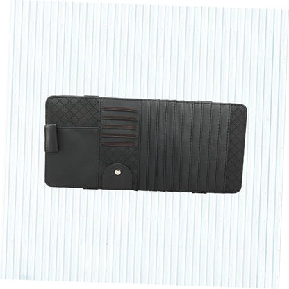 Mikinona Multi-Functional Sun Visor Cd Holder Organizer Bag Premium Leather Storage for Car Conveniently Stores Pens Cards Booklets Design for Vehicle Accessories