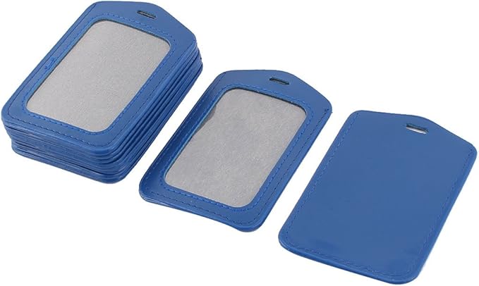 uxcell a12050700ux1086 Office Faux Leather Vertical Name Card ID Badge Holder Pouch (Pack of 10)