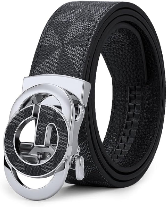 VANNANBA Mens Ratchet Belts Genuine Leather Designer Belt with Automatic Buckle Alloy Gift for Men