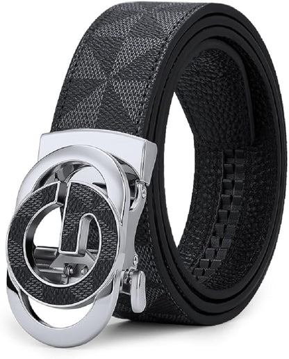 VANNANBA Mens Ratchet Belts Genuine Leather Designer Belt with Automatic Buckle Alloy Gift for Men