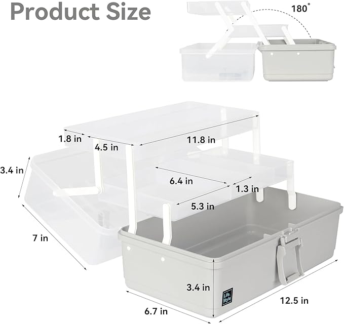 WEWLINE 3-Layers Plastic Portable Storage Box,Household Plastic Craft Supply Box with Handle,Multifunctional Storage Boxes for Children Student,Perfect for Home Office