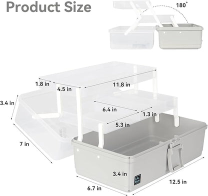 WEWLINE 3-Layers Plastic Portable Storage Box,Household Plastic Craft Supply Box with Handle,Multifunctional Storage Boxes for Children Student,Perfect for Home Office