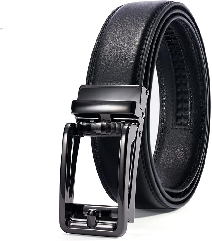 28"-68" Men's Leather Ratchet Dress Belt Big And Tall With Automatic Buckle
