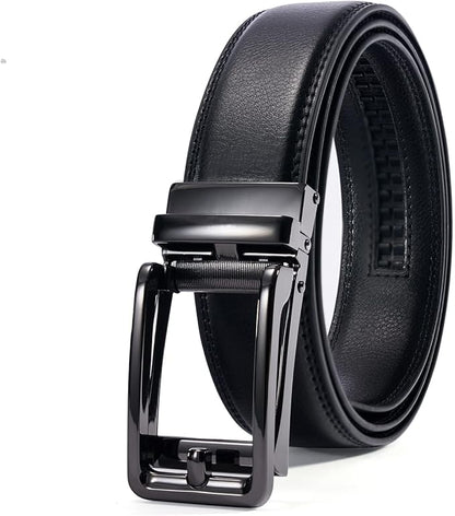 28"-68" Men's Leather Ratchet Dress Belt Big And Tall With Automatic Buckle
