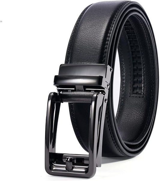 28"-68" Men's Leather Ratchet Dress Belt Big And Tall With Automatic Buckle