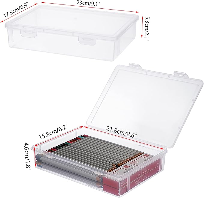 BTSKY Clear Plastic Storage Box with Flap Lid, Multipurpose Craft Organizers and Storage Box Art Supply Storage Organizer Plastic Sewing Box for Beads Pencils Notebooks, 6 Pack Small