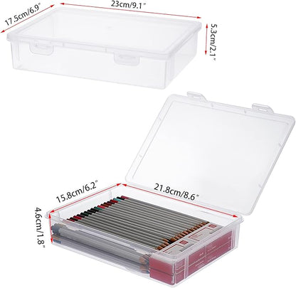 BTSKY Clear Plastic Storage Box with Flap Lid, Multipurpose Craft Organizers and Storage Box Art Supply Storage Organizer Plastic Sewing Box for Beads Pencils Notebooks, 2 Pack Small