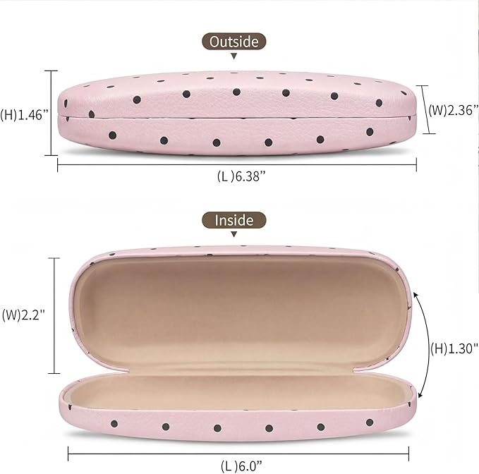 Glasses Case Hard, Cute Sunglasses Case for Women Leather Protective Case for Eyeglass with Cleaning Cloth