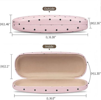 Glasses Case Hard, Cute Sunglasses Case for Women Leather Protective Case for Eyeglass with Cleaning Cloth