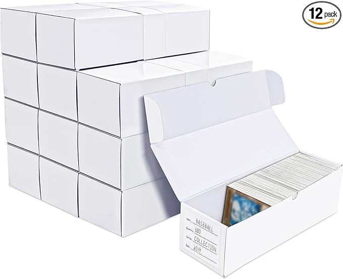 Trading Card Storage Boxes, 12 Pack 600 Count Cardboard Card Organizer for MTG, TCG & Sports Cards, Fits Sleeved Cards, Bulk Card Storage for Trading Card Collections