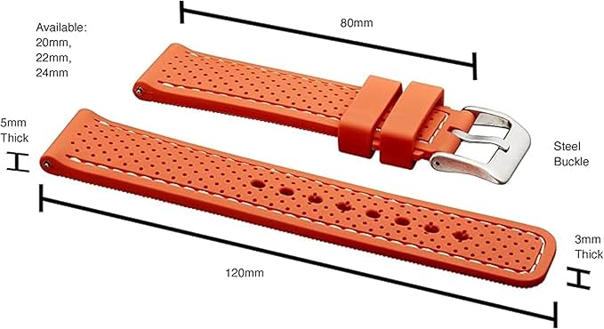 ALPINE Sporty Premium Soft Silicone Adjustable Watch Band - Replacement Rubber Watch Bands for Women & Men - Waterproof Quick Release Watch Straps - Compatible with Regular & Smart Watch Bands