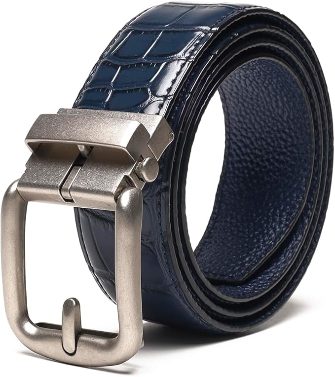 Fabio Valenti Men's Genuine Leather Ratchet Dress Belt with Automatic Buckle, Adjustiable Sizes, Handmade, All leather Strap