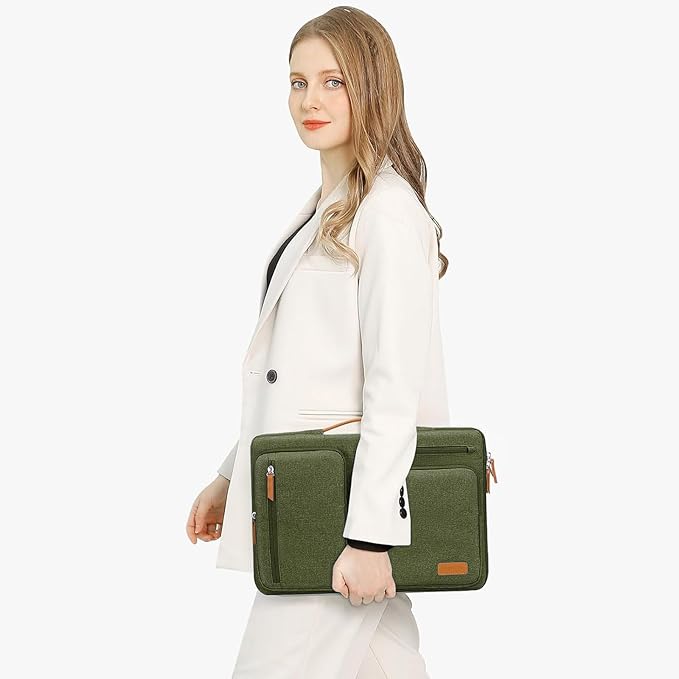 MOSISO 360 Protective Laptop Case 13 inch, 13 inch Laptop Sleeve Compatible with MacBook Air M5 M4 M3 M2 M1 2026-2018/Neo/Pro M2 M1, Side Open Carrying Case with 4 Zipper Pockets&Handle, Olive Green