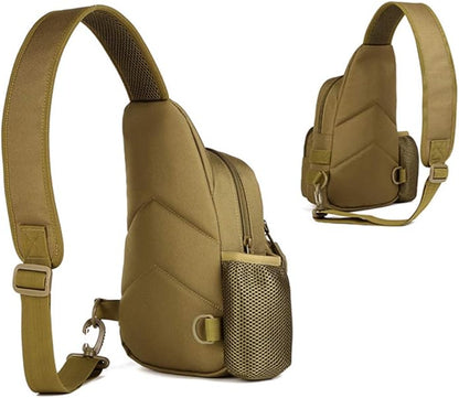 Hebetag Leather Sling Bag Crossbody Backpack for Men Women Travel Outdoor Camping