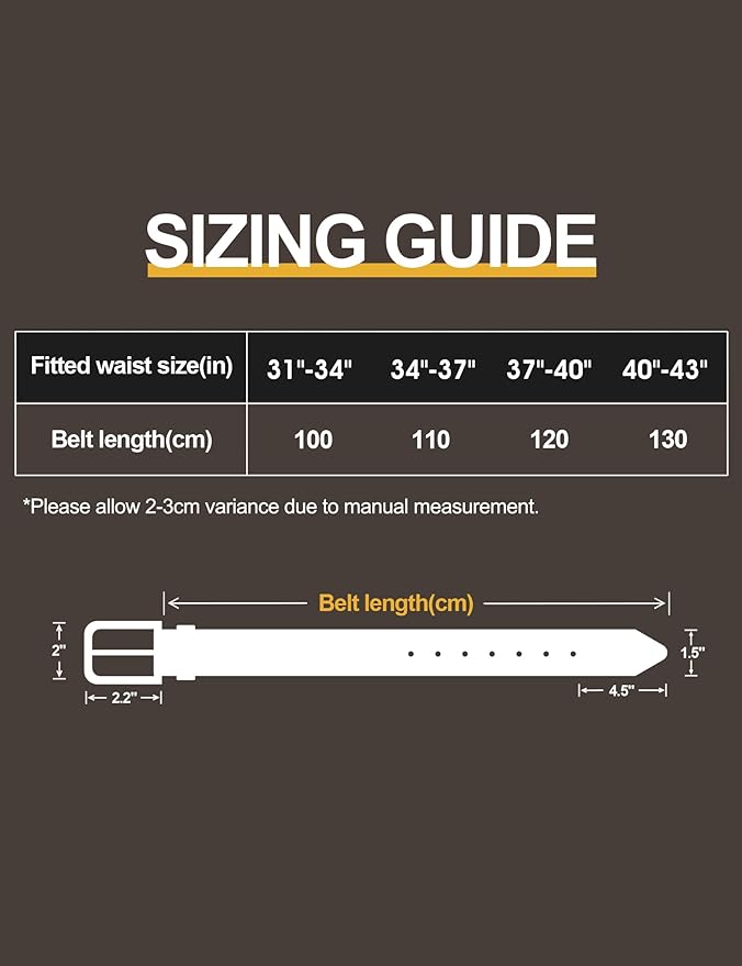 Mens Dress Belt,Genuine Casual Leather Belts for Men 1.5" Width