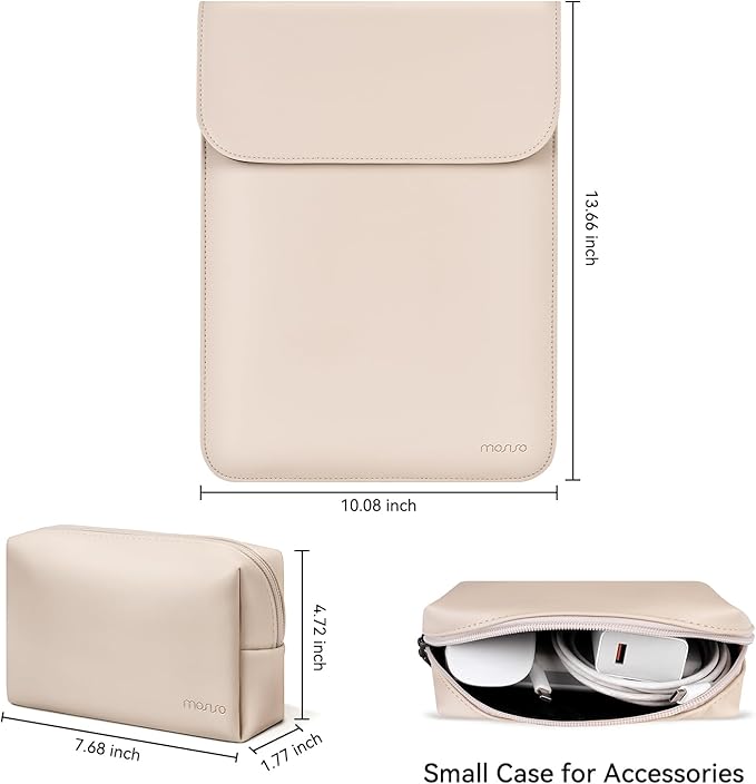 MOSISO Laptop Case 13.3 inch, 13-13.3 inch Laptop Sleeve Compatible with MacBook Neo 13 A18 Pro A3404 /Air 13/Pro 13/Pro 14 M5 M4 M3 M2 M1, Faux Suede Leather Case with Small Bag, Apricot