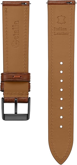 Getalia Italian leather Watch Band Tuscany Natural Vegetable-Tanned Full Grain Leather,14mm 16mm 18mm 19mm 20mm 21mm 22mm Quick Release Replacement Watch Straps for Men and Women Thick and Soft