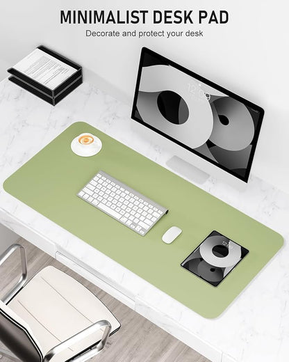Desk Pad, 23.6" x 13.8" PU Leather Non-Slip Desk Mat Large Mouse Pad for Desktop, Waterproof Laptop Computer Writing Mat for Office, Home, Work, Gaming, Green