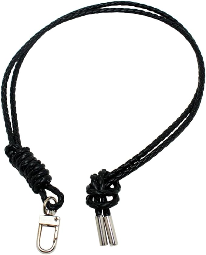 Boshiho Vertical Style Leather ID Card Badge Holder with Heavy Duty Lanyard (Black)