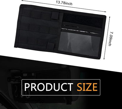 Visor Panel Organizer, Car Sun Visor Organizer, Storage Holder Pouch Bag with Velcro Strap for Pen Card Sunglass, Compatible with Vehicle SUV MPV (Black)