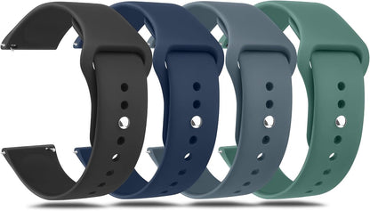 Amzpas 20mm 22mm Watch Bands Quick Release Watch Straps, 4 Pack Soft Silicone Replacement Sport Watch Wristbands for Women Men
