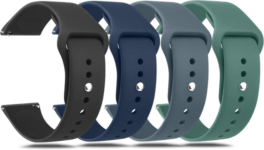 Amzpas 20mm 22mm Watch Bands Quick Release Watch Straps, 4 Pack Soft Silicone Replacement Sport Watch Wristbands for Women Men