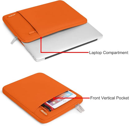 MOSISO Laptop Case 13 inch, Laptop Sleeve Compatible with MacBook Neo/Air/Pro 13 inch with A18/M5/M4/M3/M2/M1 Chip 2026-2016, Polyester Vertical Computer Sleeve Bag with Pocket, Orange