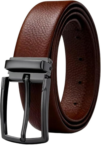 Men's Genuine Leather Dress Belt, 1.38" Wide, Premium Cowhide Business Casual Belt, Classic Design for Work and Formal Wear