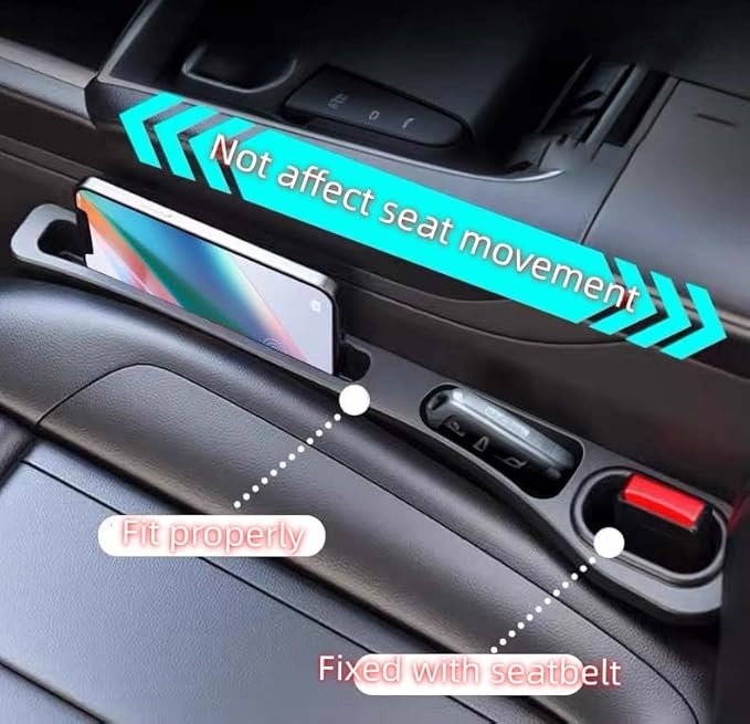 Car Seat Gap Filler Accessories,Storage Organizer Fit Car SUV Truck Fill The Gap Between Seat & Console Vehicle Console Side Pockets (Beige)
