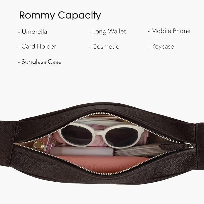 DONNAIN Genuine Leather Sling Bags Crossbody Women, Minimalist Style Casual Chest Bags with Wide Strap