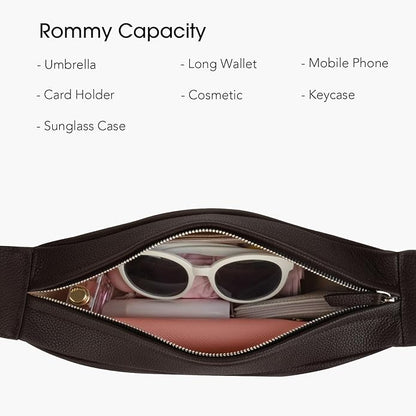 DONNAIN Genuine Leather Sling Bags Crossbody Women, Minimalist Style Casual Chest Bags with Wide Strap