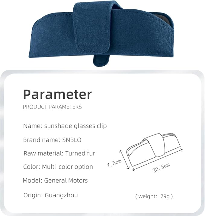 Sunglasses Holder for Car Sun Visor, Magnetic Closure Suede Vehicle Eyeglasses Holder Protective Box Clip, Automotive Glasses Storage Organizer, Universal for Truck, SUV, RV(Blue)