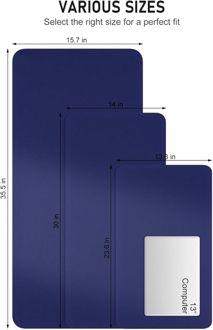 Desk Pad, 35.5" x 17" PU Leather Non-Slip Desk Mat Large Mouse Pad for Desktop, Waterproof Laptop Computer Writing Mat for Office, Home, Work, Gaming, Violet Blue