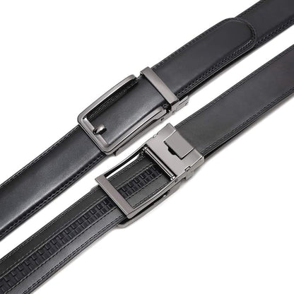 Founders & C Men's Leather Ratchet Comfort Click Belt Dress with Slide Buckle -Adjustable Trim to Fit