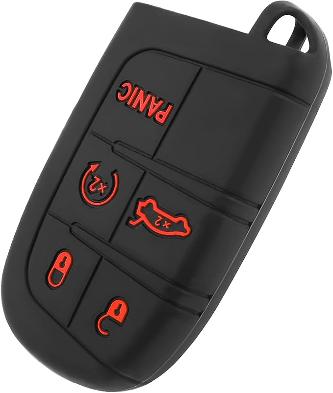 Stacool 5 Buttons Key Fob Cover,Key Fob Replacement for Protecting Remote Key,Key Fob Case Compatible with Jeep Dodge Chrysler (Red)