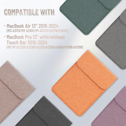 Allinside 13 inch Laptop Sleeve Case for MacBook Neo A18 Pro/MacBook Air 13 2018-2026/MacBook Pro 13 2016-2022, Waterproof PU Suede Leather Laptop Sleeve Bag Protective Vertical Case Cover, Pink